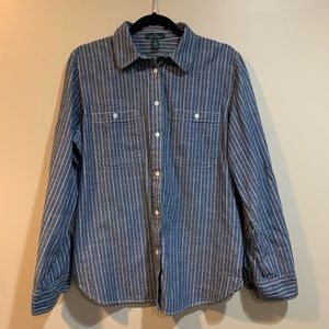 Lauren Jeans Co. XL Blue Stripe Button Down